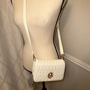 Valentino Orlandi Quilted Cross Body Bag White -Gold Trim.New With Tags